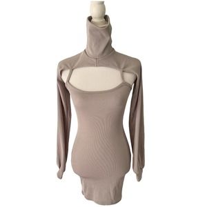 Pretty Little Thing Ribbed Bodycon Turtleneck Cutout Long Sleeve Sweater Sz 2